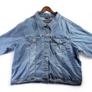 Venezia Jeans Womens 2XL Blue Cotton Denim Jean Jacket Button Up Trucker